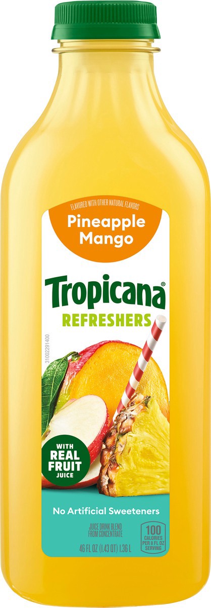 slide 2 of 12, Tropicana Refreshers Pineapple Mango Juice Drink with Real Fruit Juice - 46 fl oz, 46 fl oz