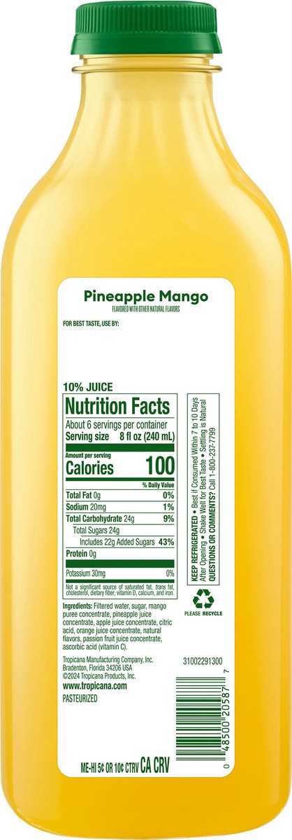 slide 6 of 12, Tropicana Refreshers Pineapple Mango Juice Drink with Real Fruit Juice - 46 fl oz, 46 fl oz