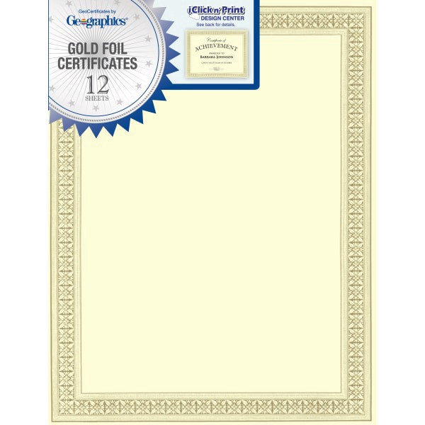 slide 1 of 2, Geographics 30% Recycled Blank Parchment Certificates, Flourish, 12 ct; 8 1/2 in x 11 in