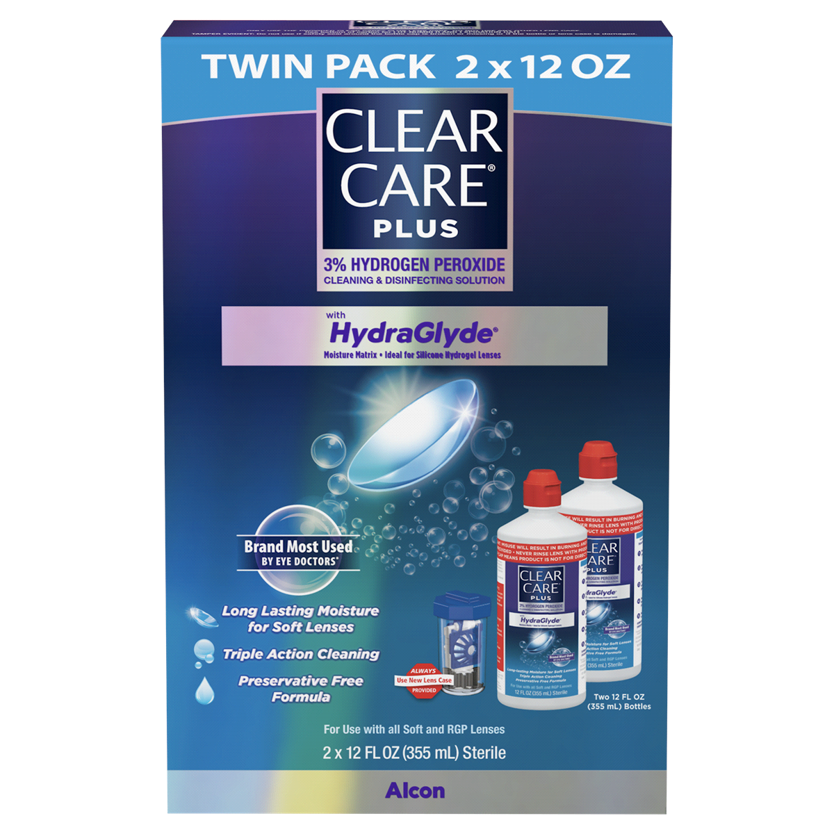 slide 1 of 9, Clear Care Plus With HydraGlyde Solution Twin Pack ea, 12 oz