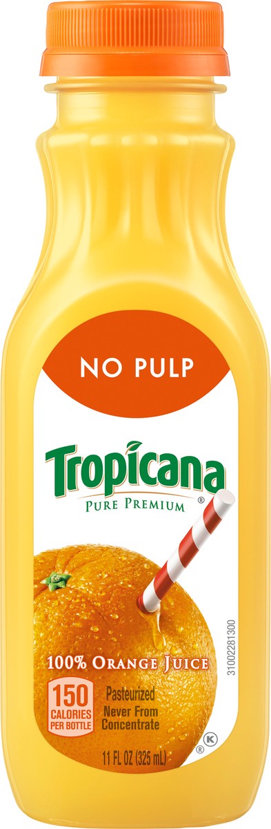 slide 7 of 12, Tropicana Pure Premium 100% Orange Juice Original, No Pulp, Single Serve, 11 fl oz bottle, 11 fl oz