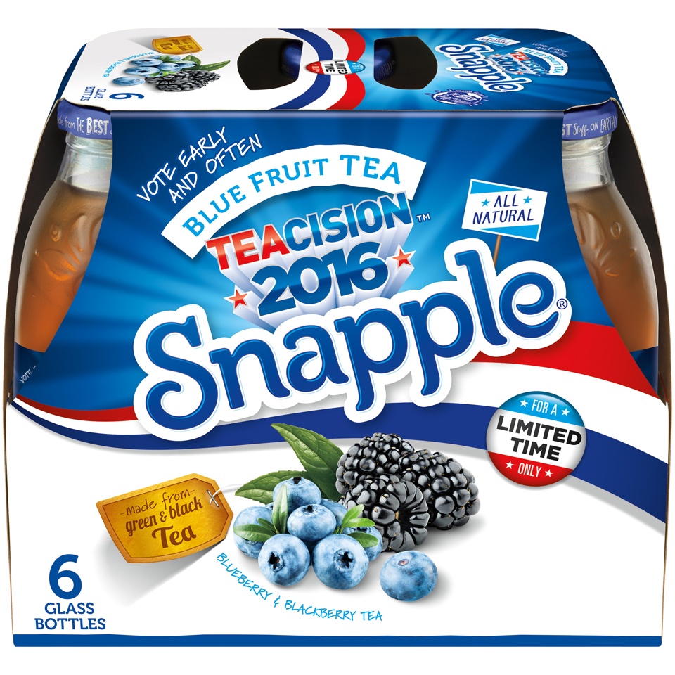 slide 1 of 1, Snapple Blue Fruit Tea - 6 ct; 16 fl oz, 6 ct; 16 fl oz