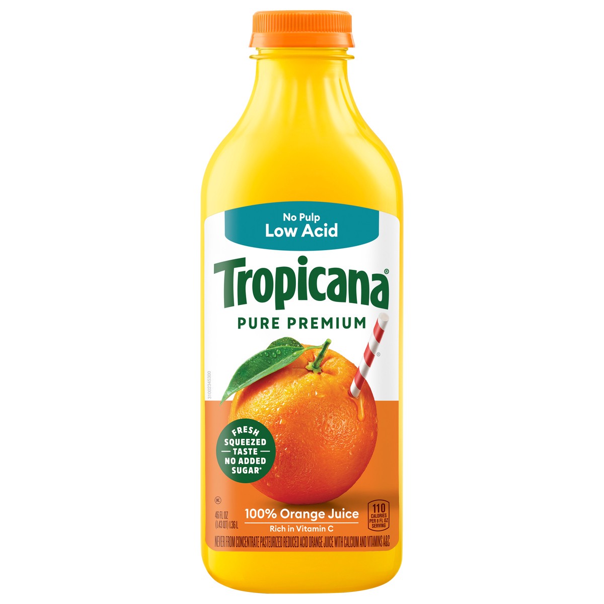 slide 1 of 12, Tropicana Pure Premium Low Acid No Pulp Orange Fruit Juice, 46 Fl Oz Bottle, 46 fl oz