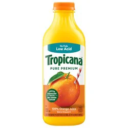 Tropicana Pure Premium Low Acid No Pulp Orange Fruit Juice, 46 Fl Oz Bottle