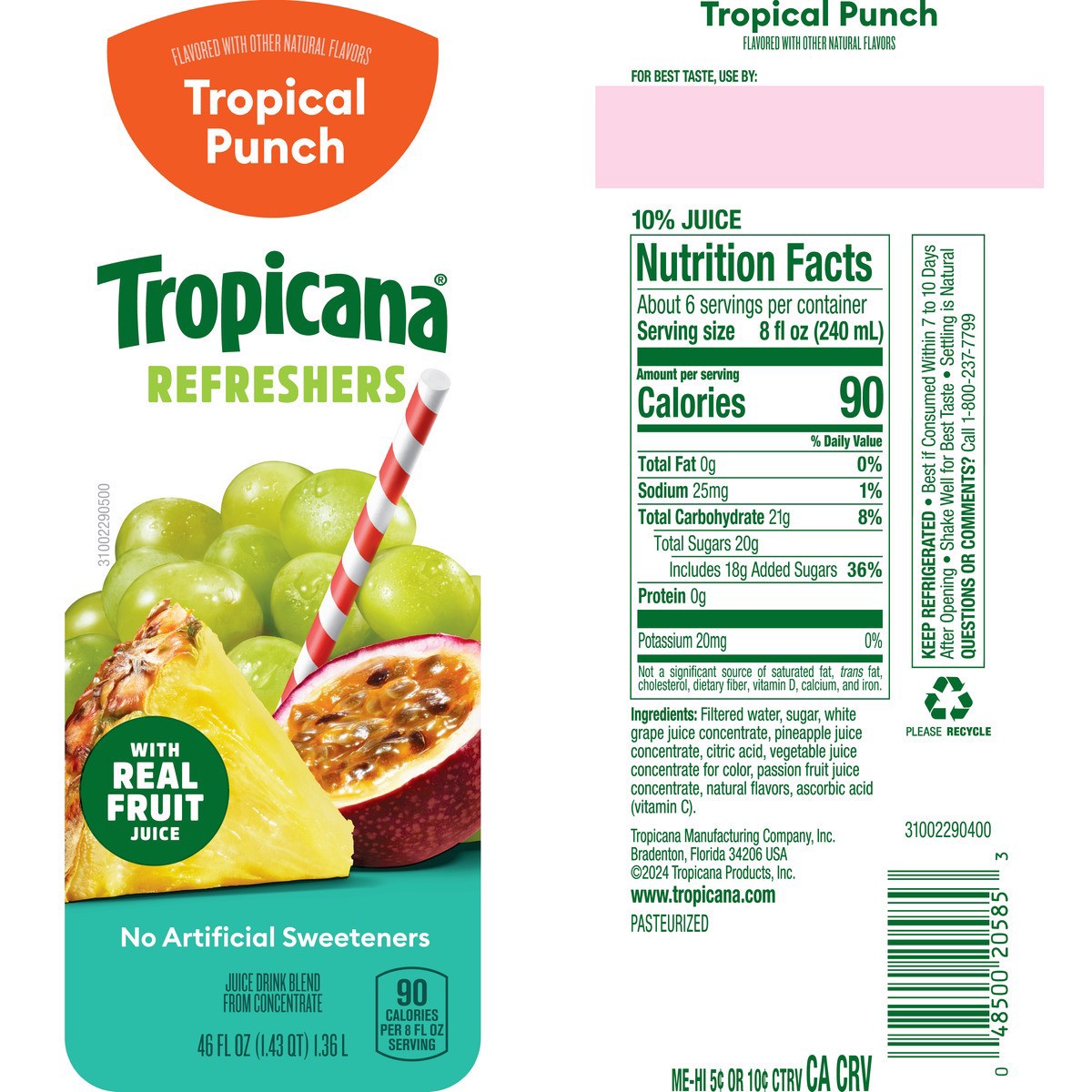 slide 12 of 12, Tropicana Premium Drinks, Tropical Punch, 46 Fl Oz Bottle, 46 fl oz