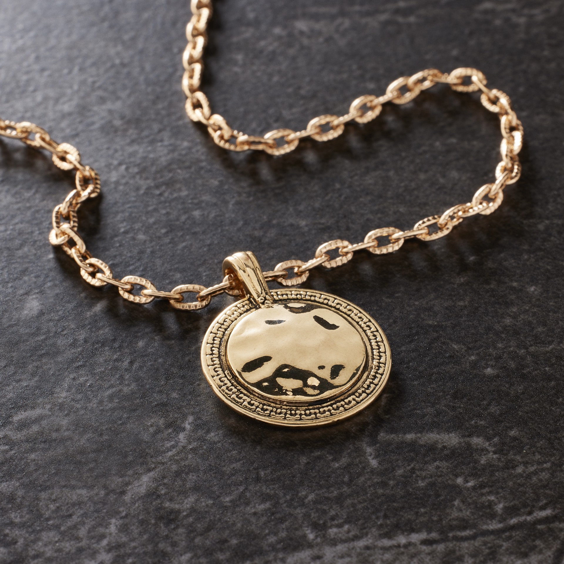 slide 2 of 3, Gold Hammered Circle Plate Pendant By Bead Landing, 23 mm pendant size