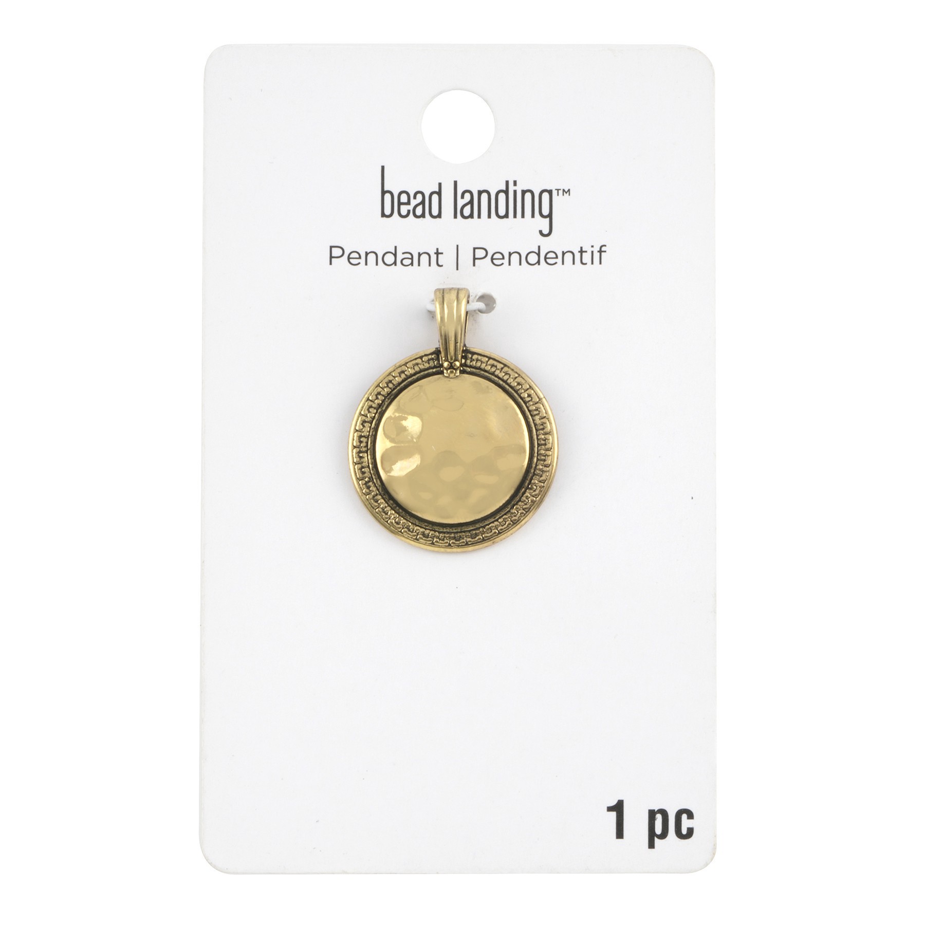 slide 3 of 3, Gold Hammered Circle Plate Pendant By Bead Landing, 23 mm pendant size