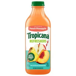 Tropicana Refreshers Peach Pineapple Juice Drink, with Real Fruit Juice, 46 fl oz Bottle