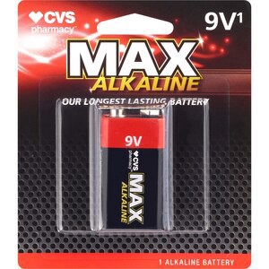 slide 1 of 1, CVS Health Cvs Max Alkaline Battery 9V, 1 ct