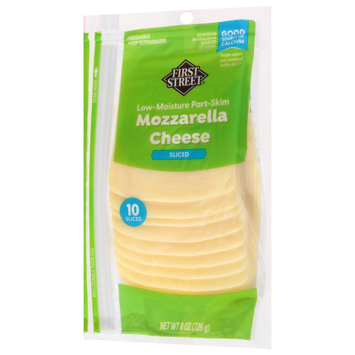 slide 11 of 13, First Street Sliced Mozzarella Cheese - 8 oz, 8 oz