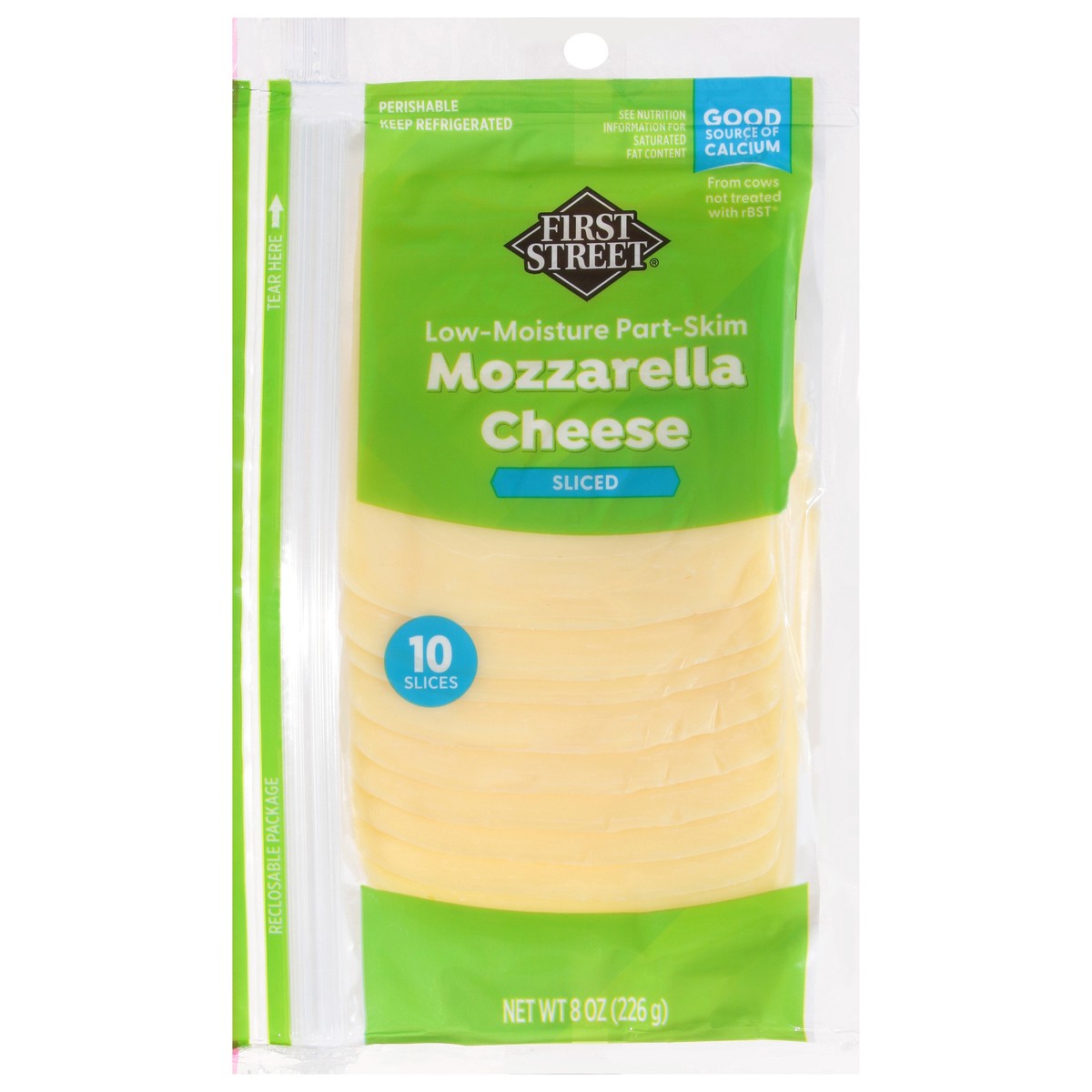 slide 2 of 13, First Street Sliced Mozzarella Cheese - 8 oz, 8 oz