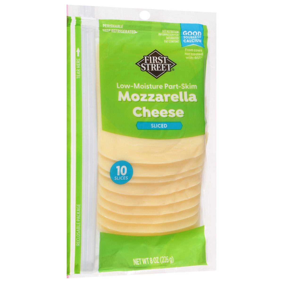 slide 5 of 13, First Street Sliced Mozzarella Cheese - 8 oz, 8 oz