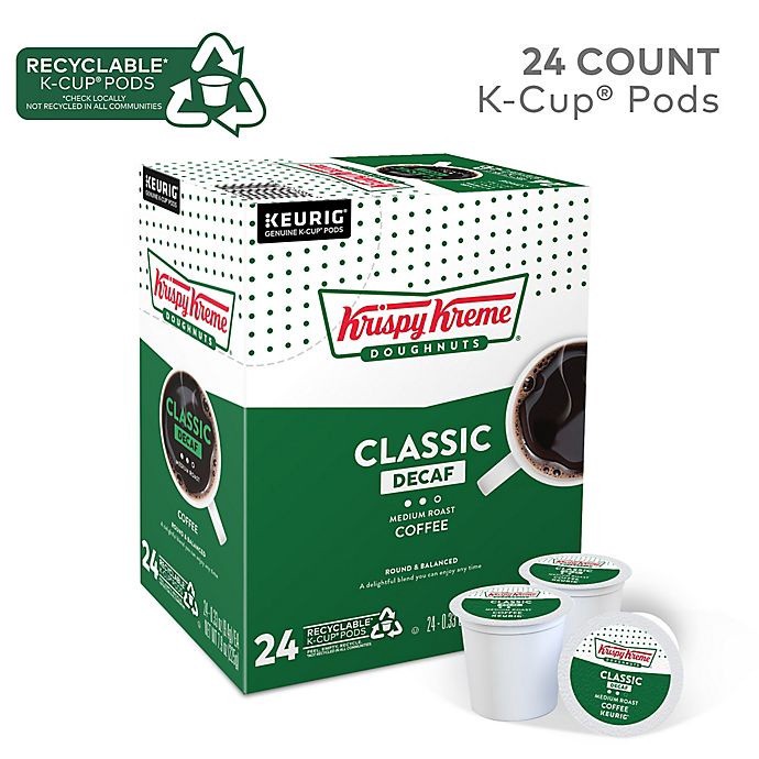 slide 2 of 7, Krispy Kreme K-Cup Pods Medium Roast Decaf Classic Coffee 24 ea Box, 24 ct