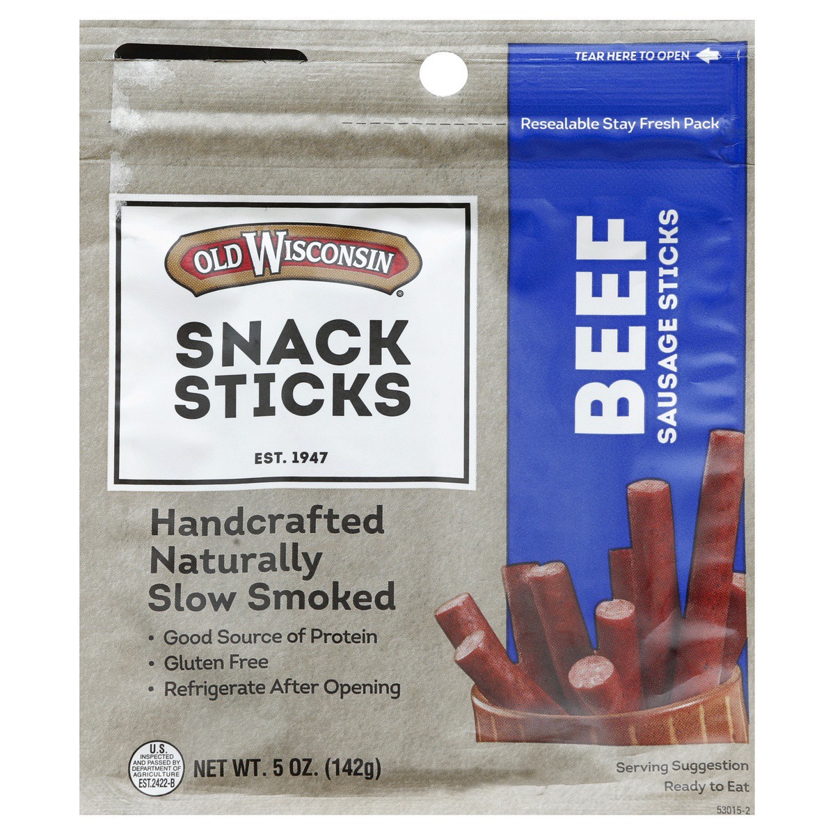 slide 1 of 7, Old Wisconsin Beef Sausage Snack Sticks 5 oz. Pouch, 5 oz