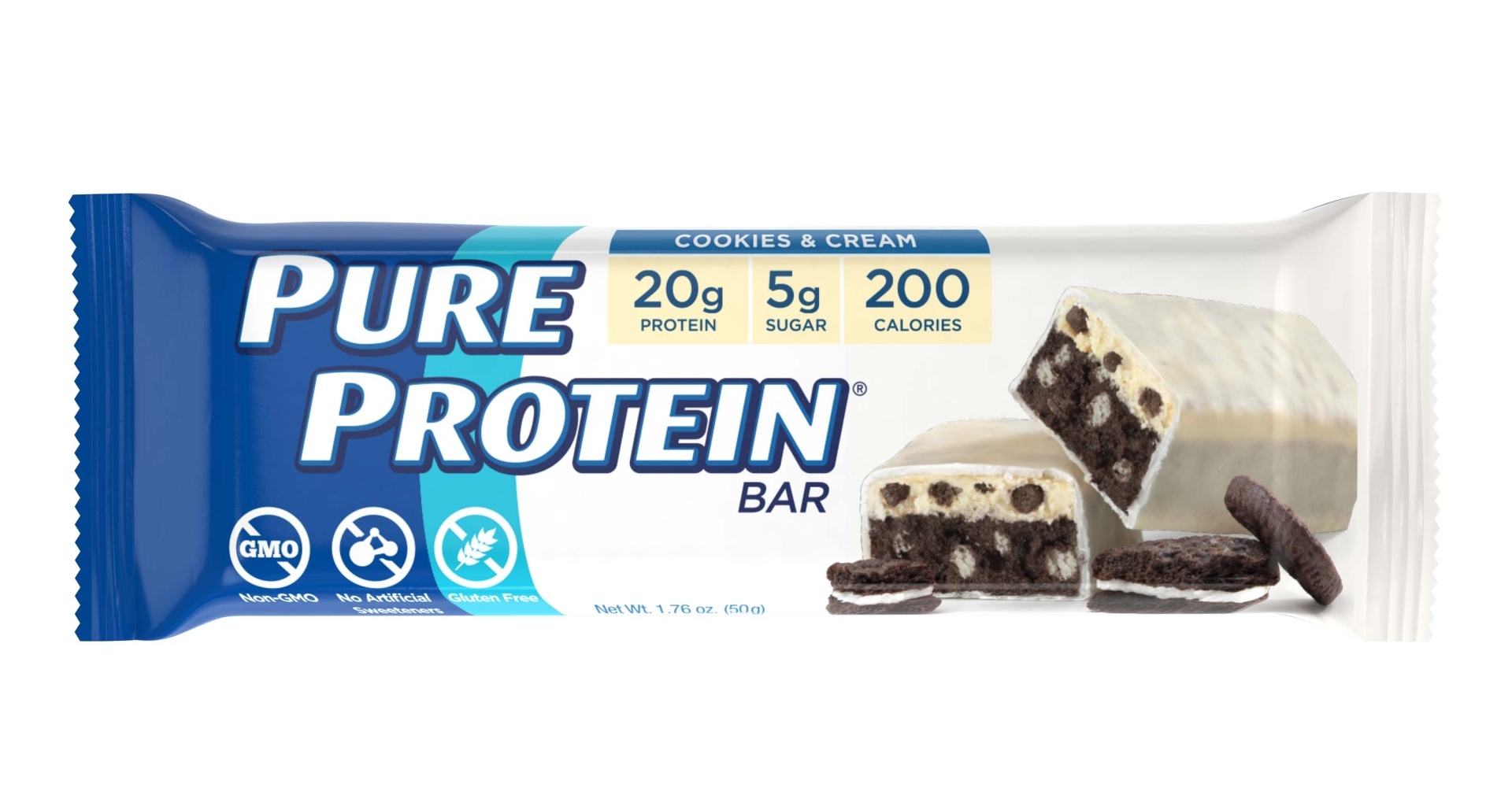 slide 1 of 1, Pure Protein Cookies & Cream Protein Bar, 1.76 oz