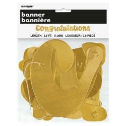 Unique Industries Congratulations Gold Fold Script Party Banner