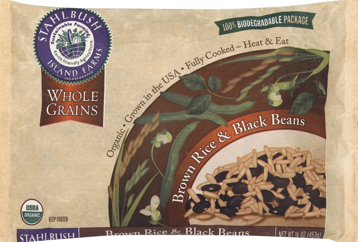 slide 1 of 5, Stahlbush Island Farms Brown Rice & Black Beans 16 oz, 16 oz