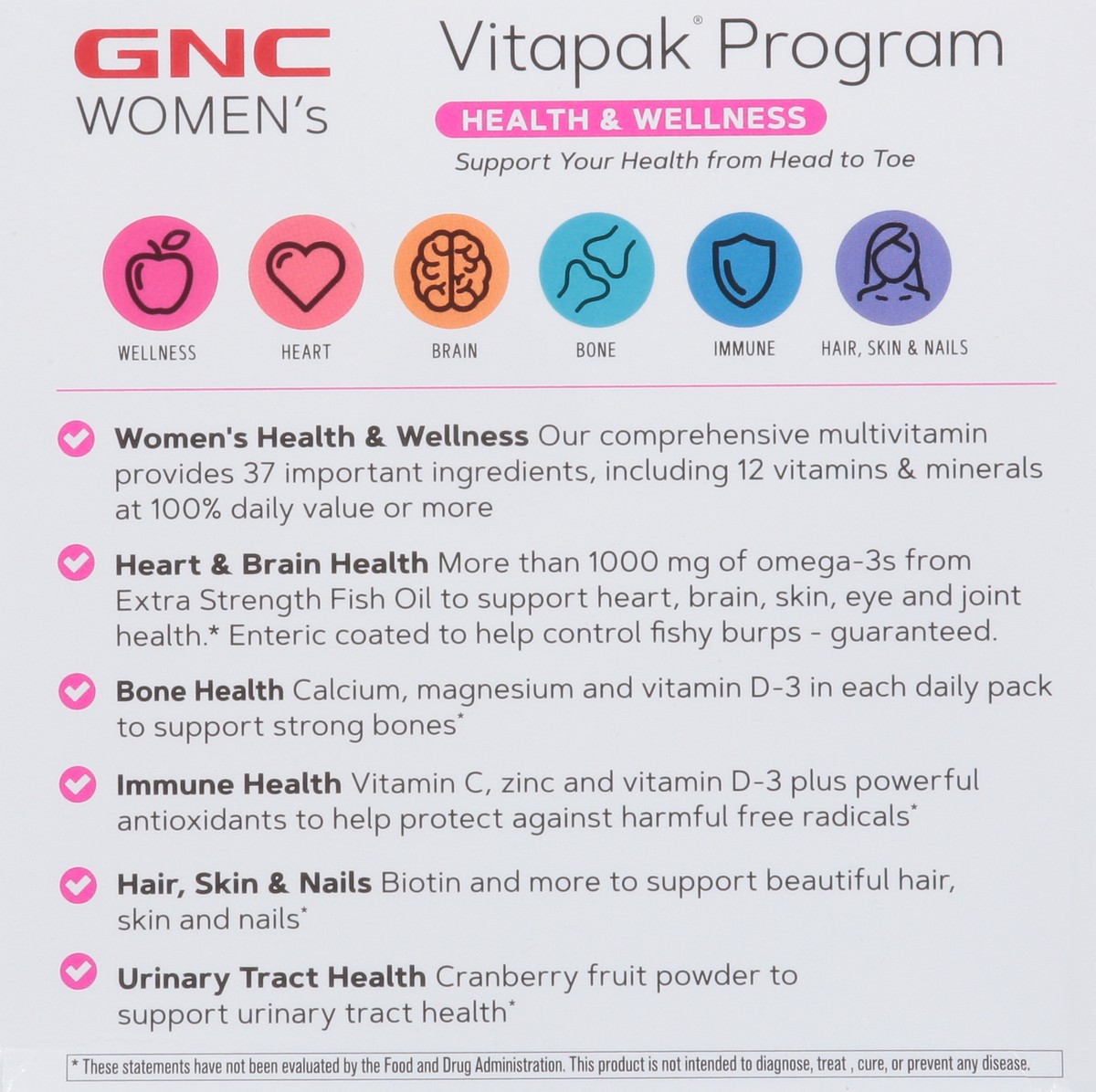 slide 6 of 10, GNC Women's Health & Wellness Vitapak Program 4-in-1 Pack 30 Packs, 30 ct