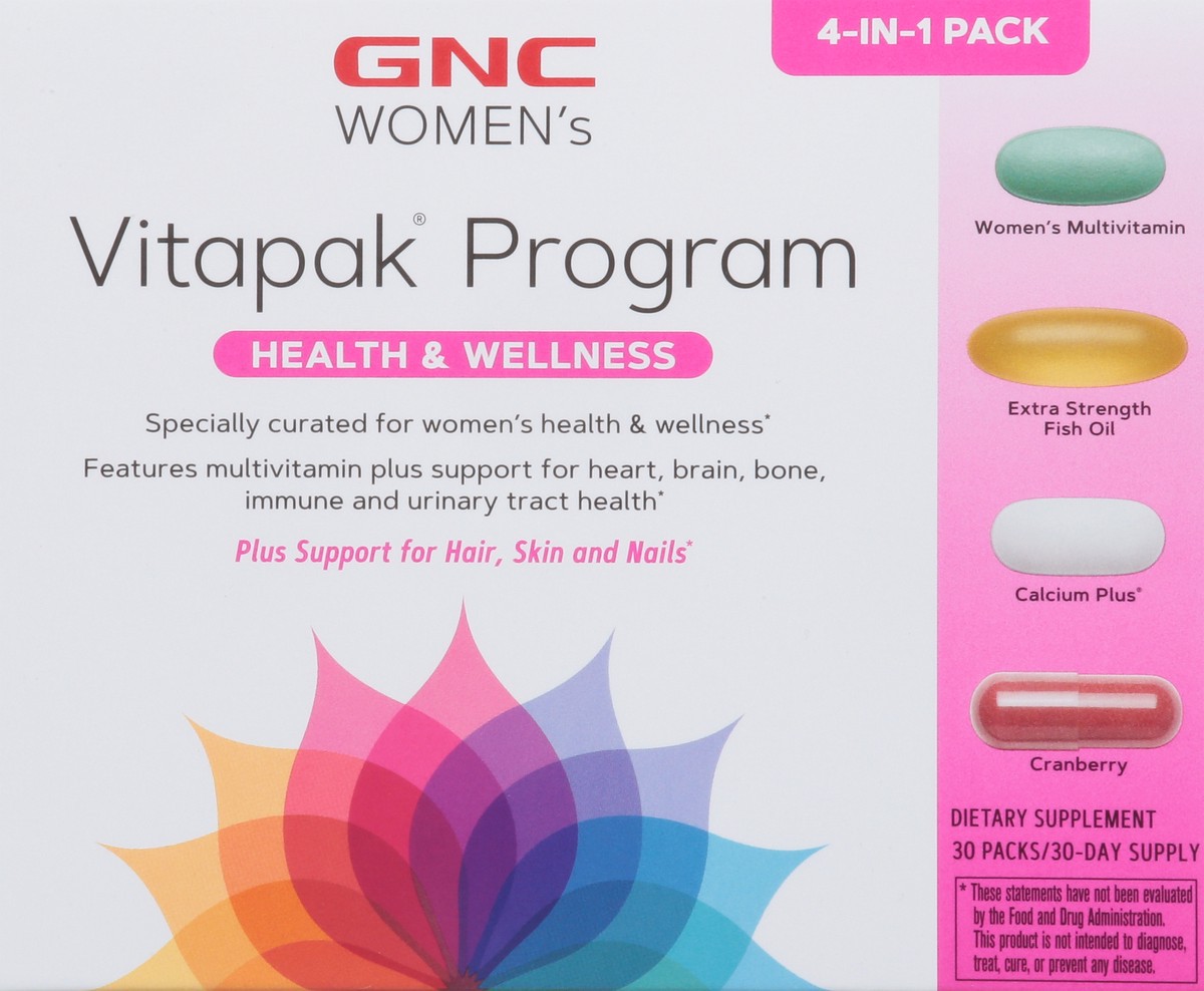 slide 8 of 10, GNC Women's Health & Wellness Vitapak Program 4-in-1 Pack 30 Packs, 30 ct