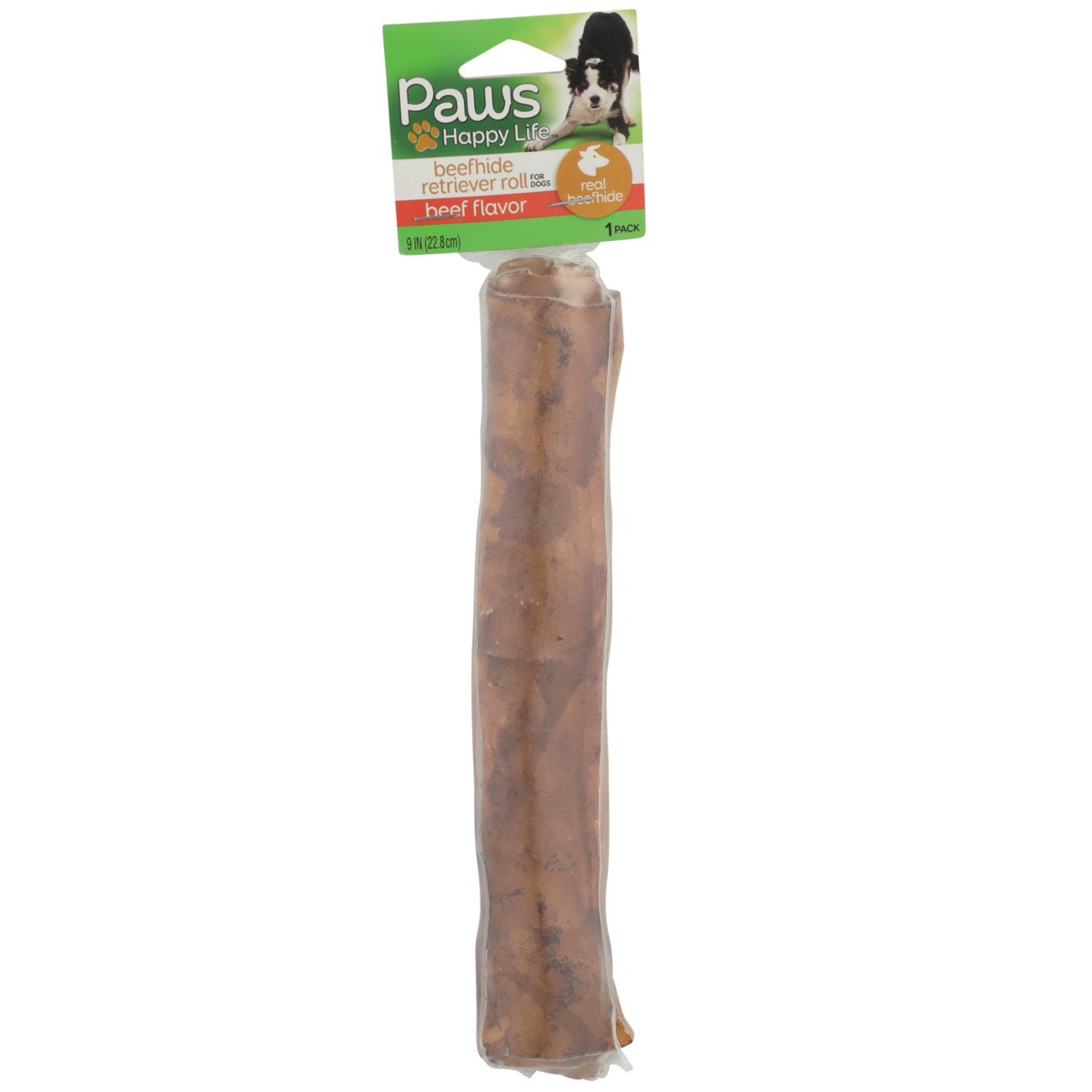 slide 5 of 8, Paws Happy Life Beef Flavor Beefhide Retriever Roll For Dogs, 1 ct