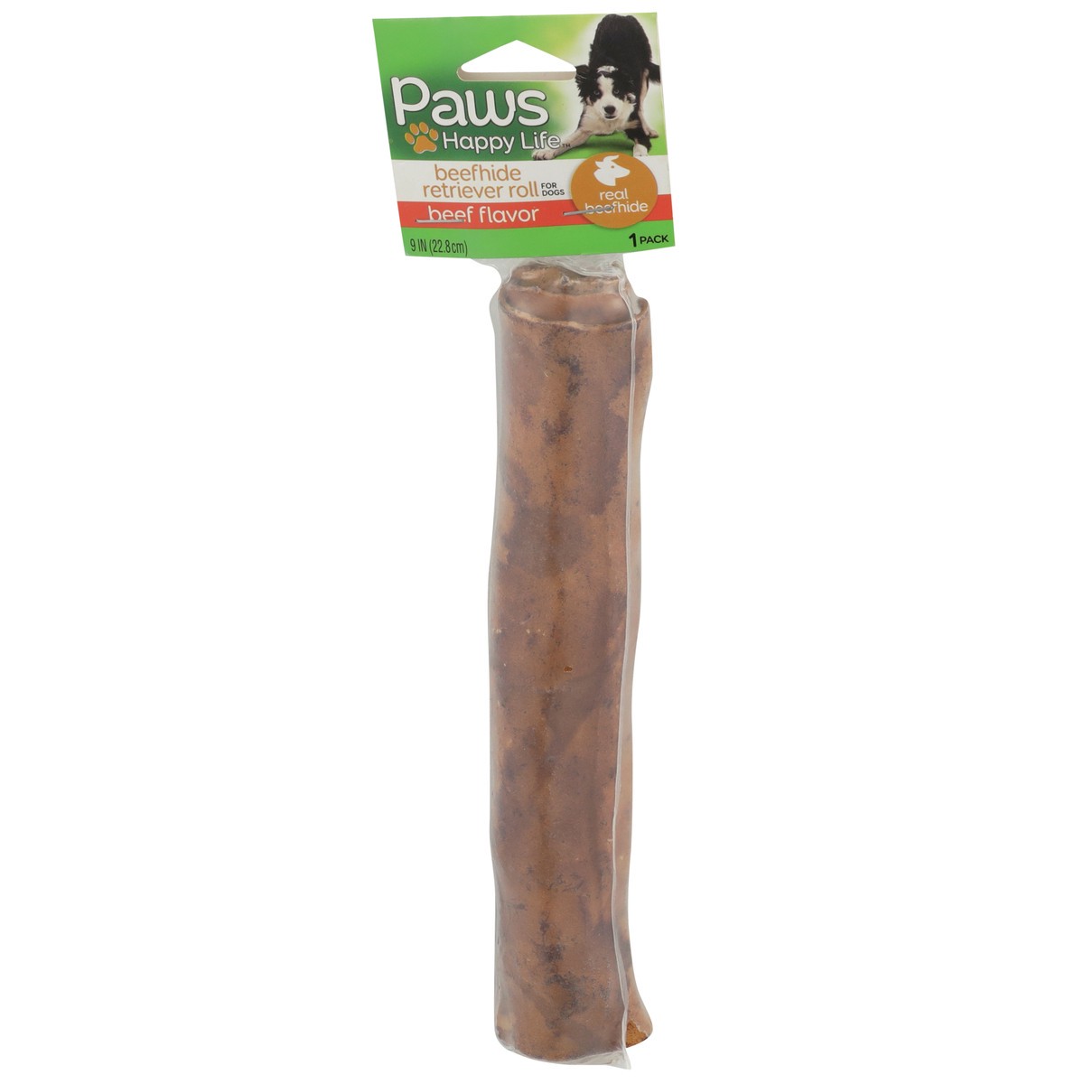 slide 1 of 8, Paws Happy Life Beef Flavor Beefhide Retriever Roll For Dogs, 1 ct