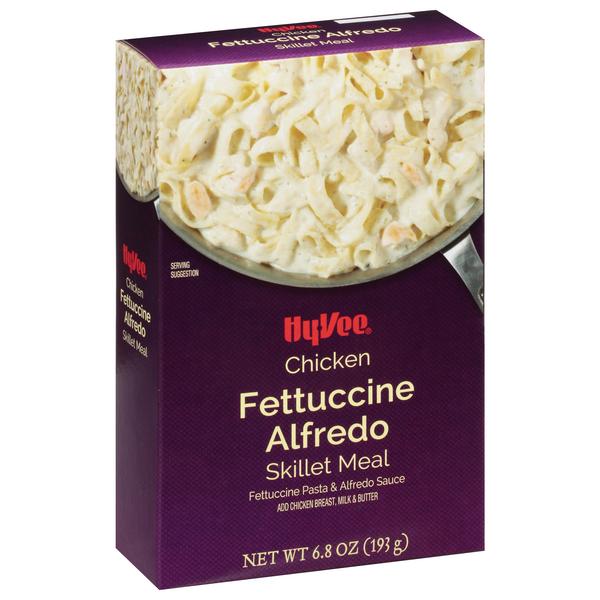 slide 1 of 1, Hy-vee Chicken Fettuccine Alfredo Fettuccine Pasta & Alfredo Sauce Skillet Meal, 6.8 oz