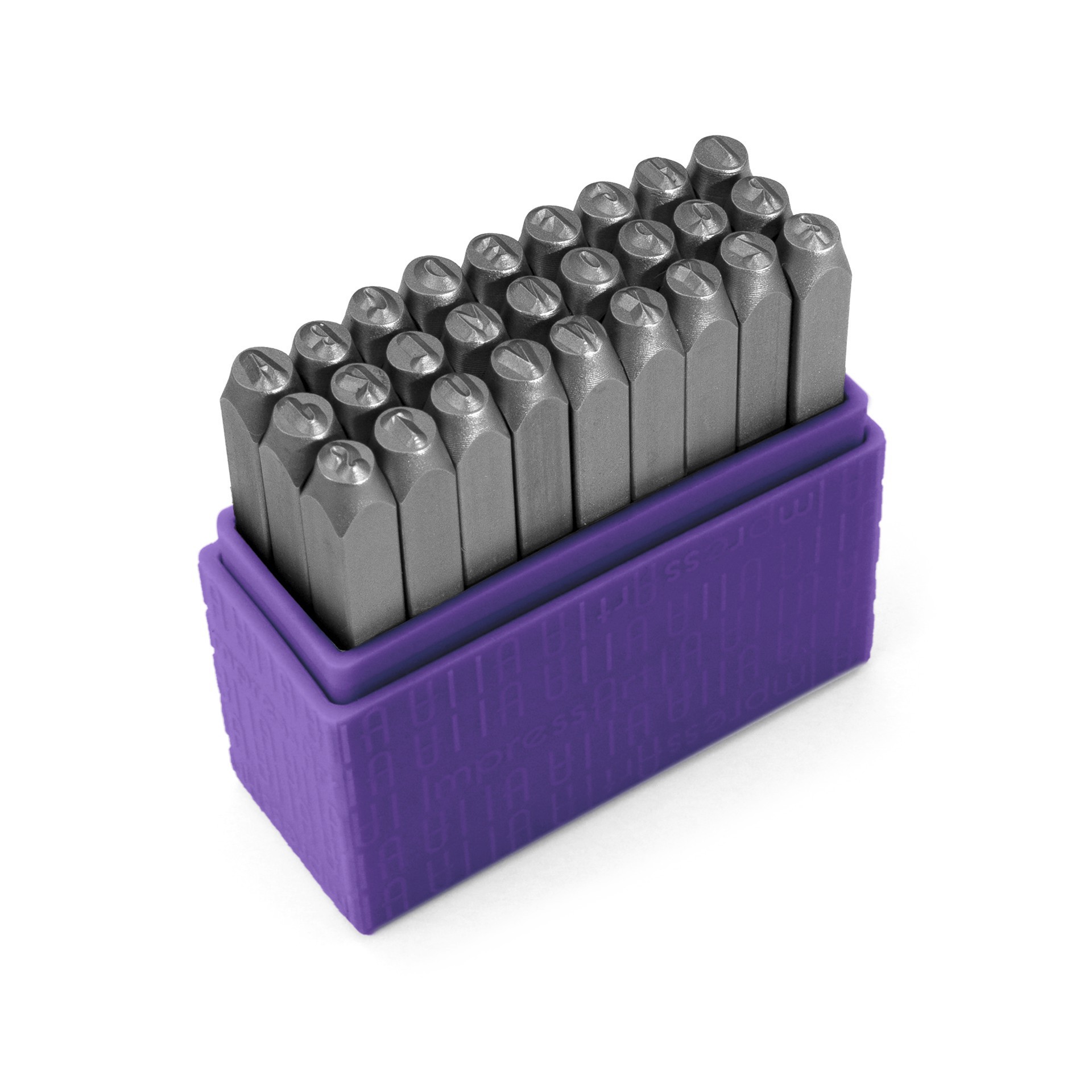 slide 3 of 5, Impressart 3mm Basic Script Uppercase Letter Stamps Set, 3 mm