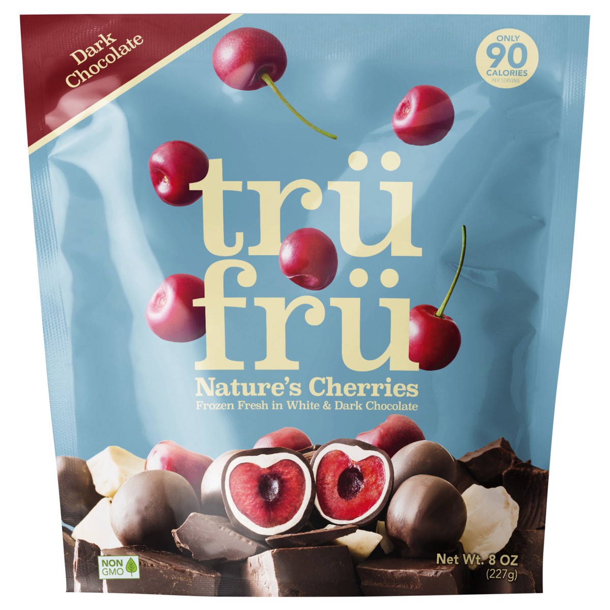 slide 1 of 13, Tru Fru Frozen Cherries in Dark & White Chocolate, 8oz, 8 fl oz