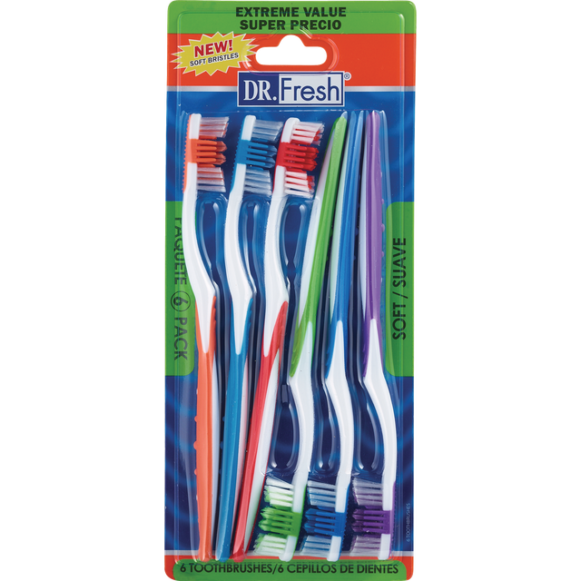 slide 1 of 1, Dr.fresh Adult Tthbrushes-soft, 6 ct