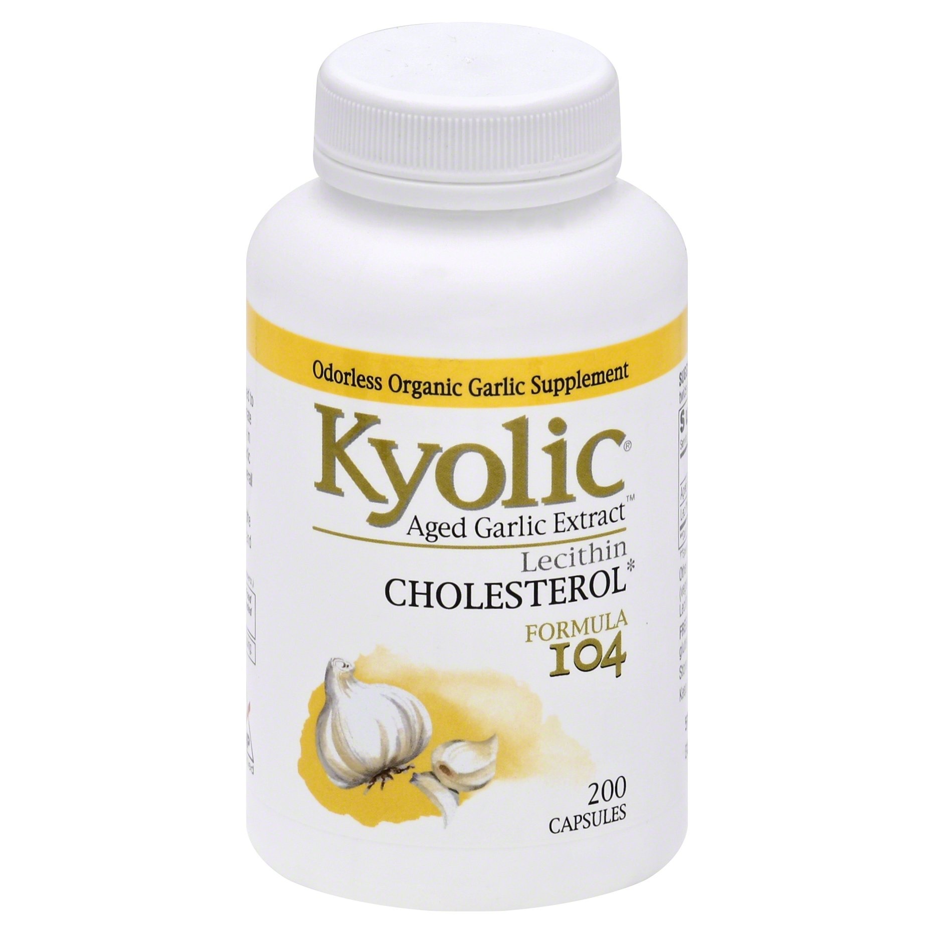 slide 1 of 1, Kyolic Odorless Aged Garlic Extract Plus Lecithin Capsules, 200 ct