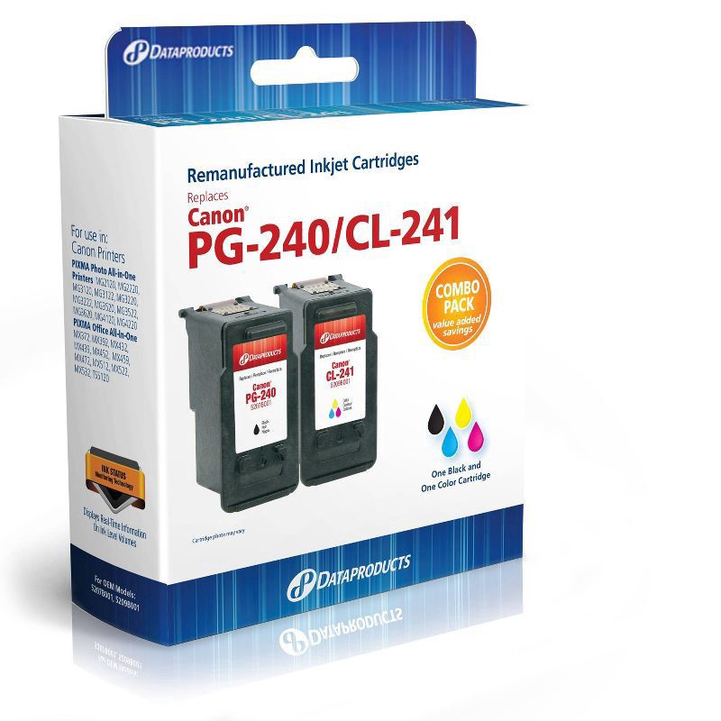 slide 1 of 3, Dataproducts Remanufactured Black/Tri-Color 2-Pack Standard Ink Cartridges - Compatible with Canon PG-240/CL-241 Ink Series (5207B001/5209B001) - Dataproducts, 2 ct