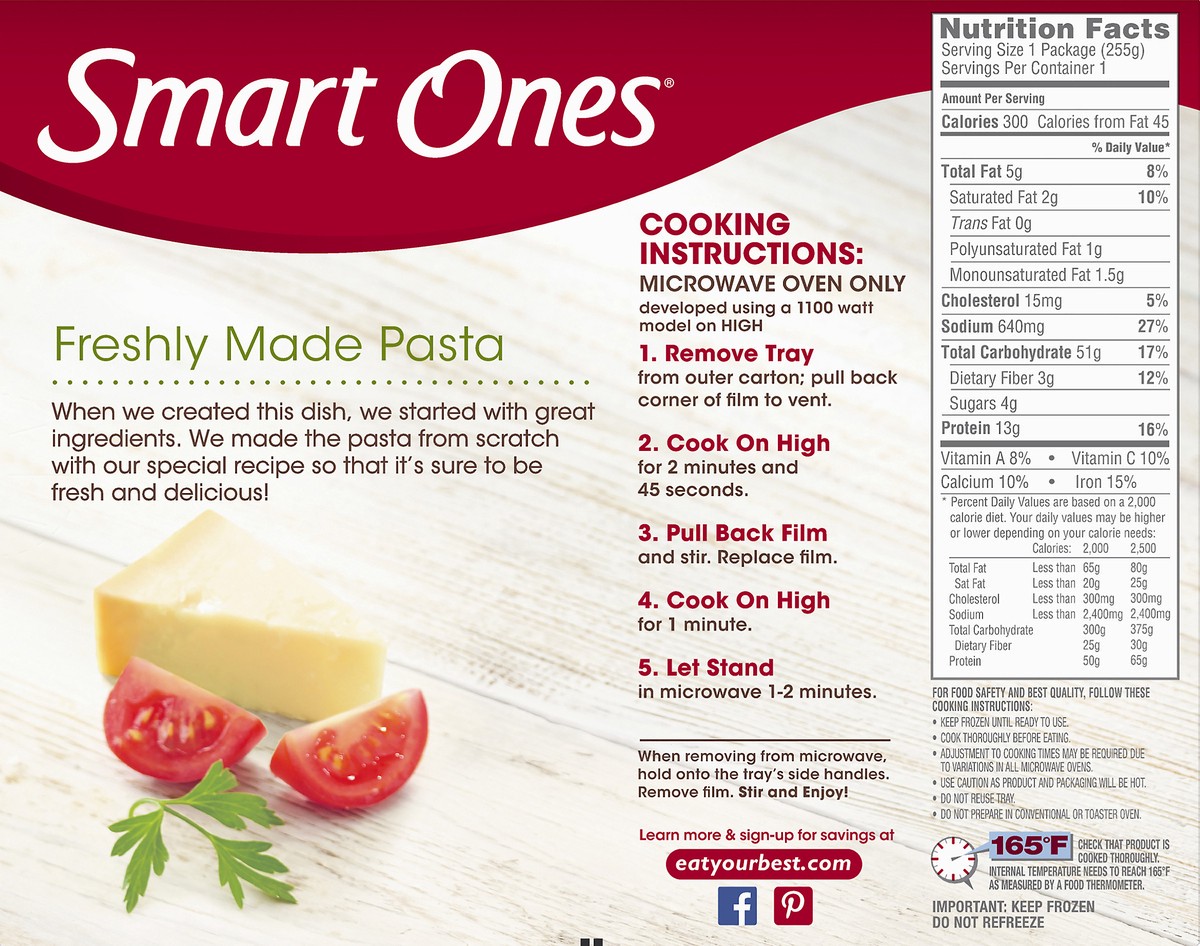 slide 9 of 9, Smart Ones Lasagna Bake with Meat Sauce & Mozzarella Cheese Frozen Meal, 9 oz Box, 9 oz