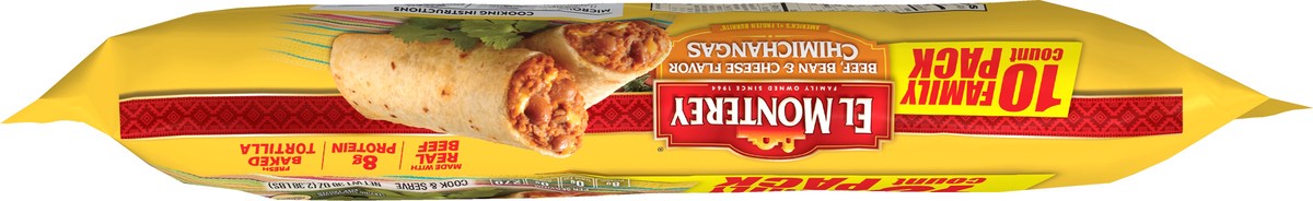 slide 2 of 7, El Monterey Chimichangas Beef Bean & Cheese Family Pack, 10 ct; 38 oz