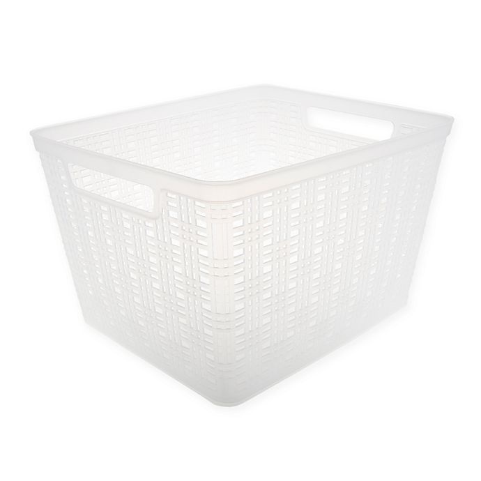 slide 1 of 2, Starplast Plastic Wicker Large Storage Basket - Frosted, 1 ct