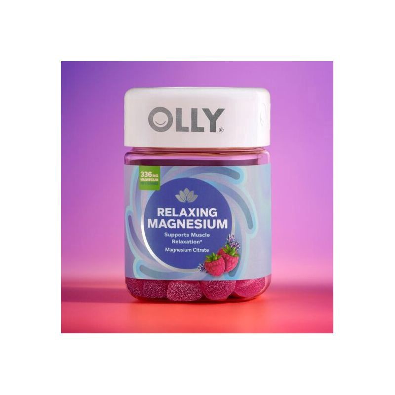 slide 2 of 12, OLLY Relaxing Magnesium Gummies, Supports Muscle Relaxation,* Magnesium Citrate, Raspberry Lavender Flavor, 15 day supply - 60 Count, 60 ct