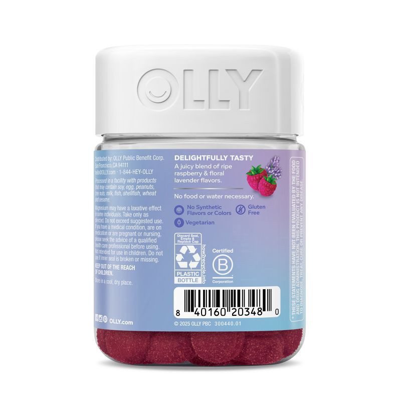 slide 7 of 12, OLLY Relaxing Magnesium Gummies, Supports Muscle Relaxation,* Magnesium Citrate, Raspberry Lavender Flavor, 15 day supply - 60 Count, 60 ct