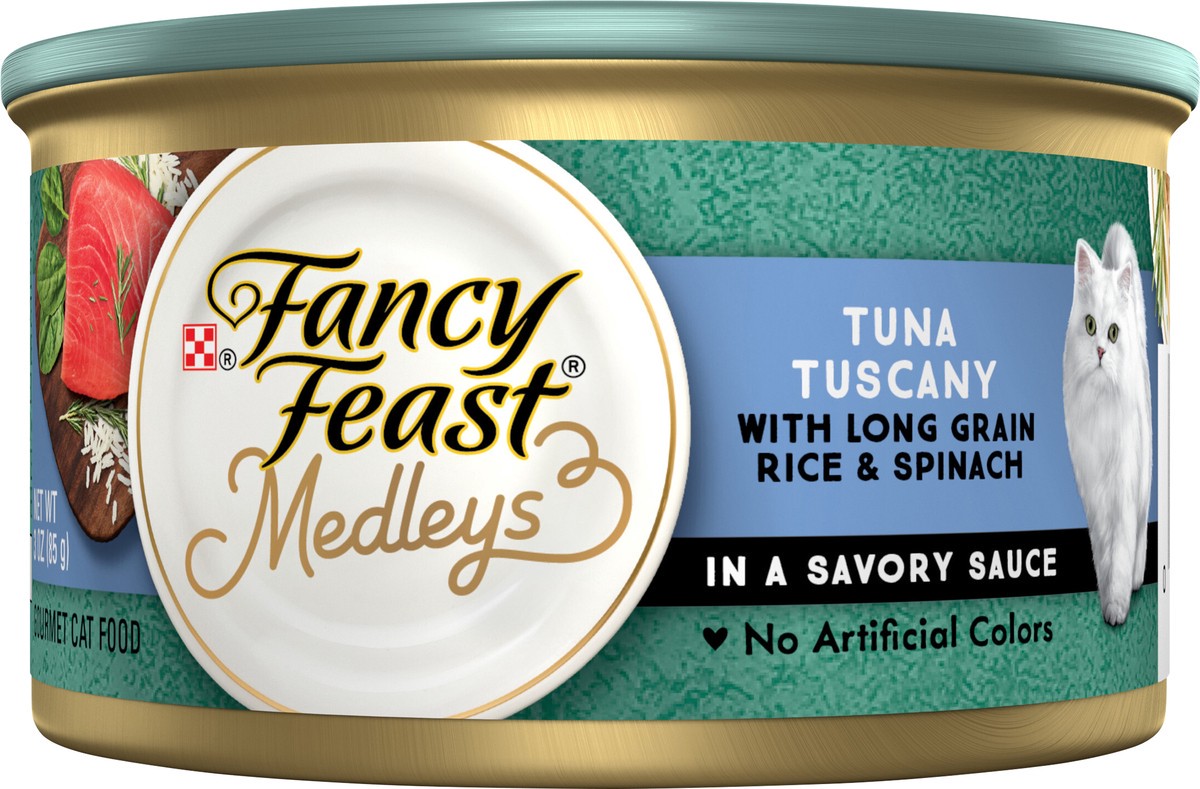 slide 5 of 7, Fancy Feast Purina Fancy Feast Wet Cat Food, Medleys Tuna Tuscany With Long Grain Rice & Greens In Savory Sauce, 3 oz