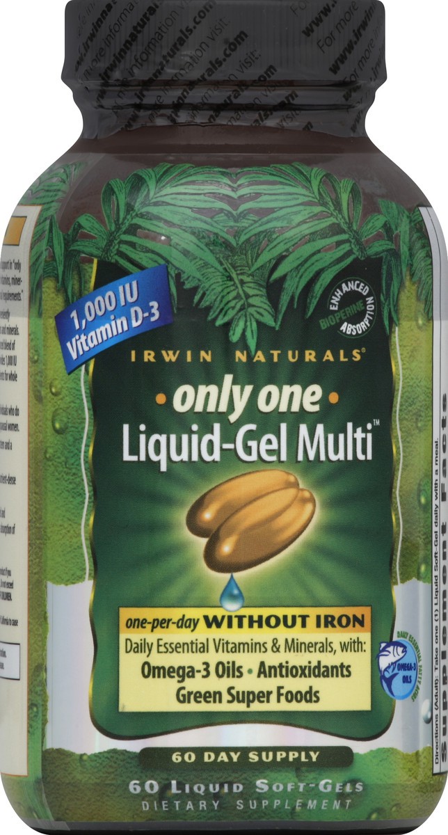 slide 1 of 3, Irwin Naturals Only One Liquid-Gel Multi 60 ea, 60 ct