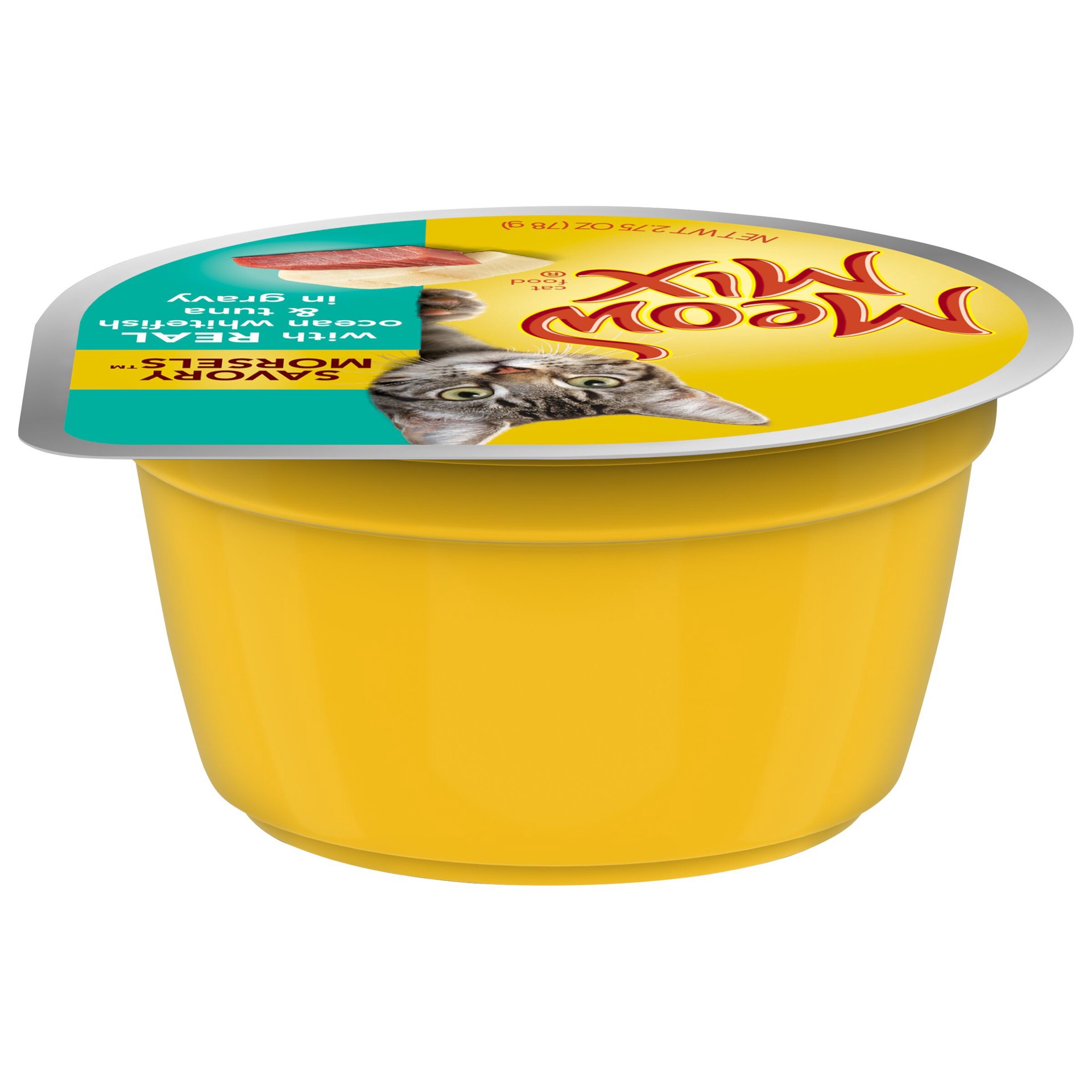 slide 2 of 2, Meow Mix Savory Morsels Seafood Entrée in Gravy Wet Cat Food, 2.75-Ounce Cup, 2.75 oz