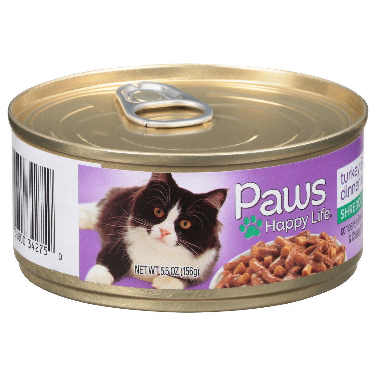 slide 2 of 9, Paws Happy Life Shredded Turkey & Cheese Dinner in Gravy Cat Food 5.5 oz, 5.5 oz