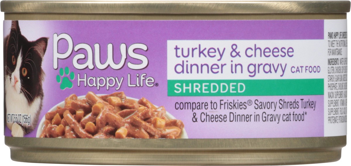 slide 6 of 9, Paws Happy Life Shredded Turkey & Cheese Dinner in Gravy Cat Food 5.5 oz, 5.5 oz