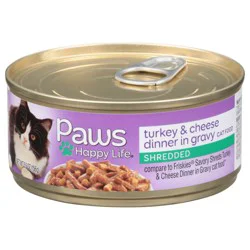 Paws Happy Life Shredded Turkey & Cheese Dinner in Gravy Cat Food 5.5 oz