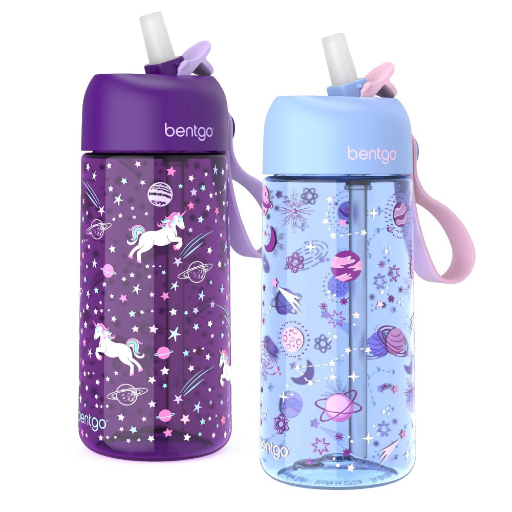 slide 1 of 4, Bentgo Kids Unicorn/Galaxy Water Bottles, 2 ct