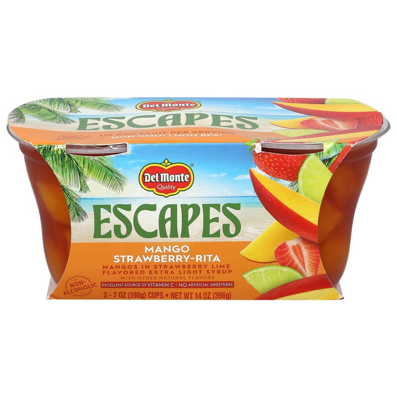 slide 1 of 1, Del Monte Escapes Mango Strawberry-Rita 2 - 7 oz Cups, 2 ct