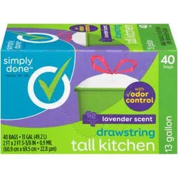 Simply Done Drawstring Tall Kitchen Bags, Lavender Scent