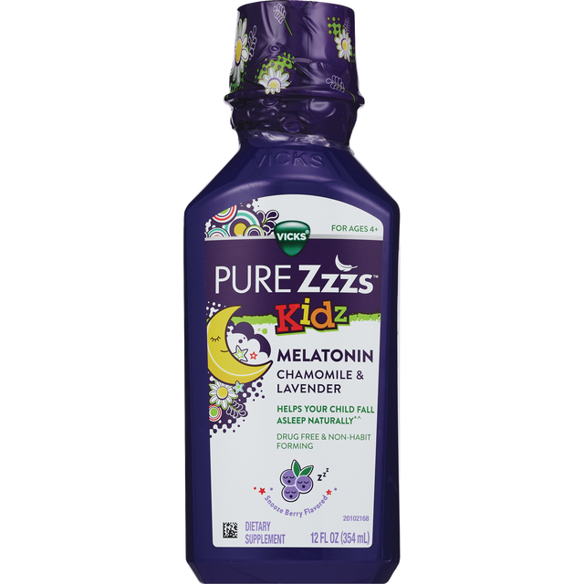 slide 1 of 1, Pure Zzzs Kidz Melatonin Chamomile & Lavender Berry Liquid, 12 oz