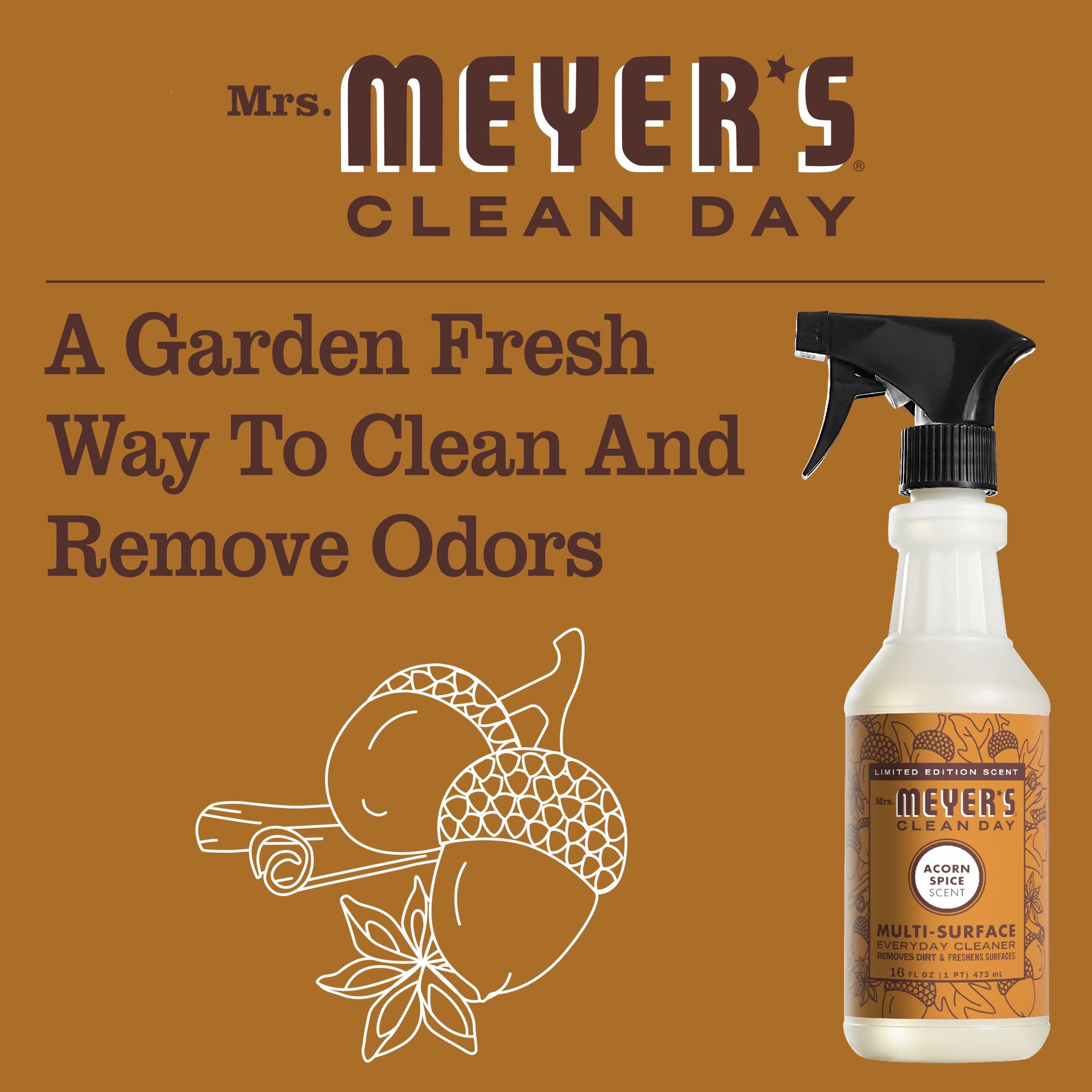 slide 6 of 9, Mrs. Meyer's Mrs. Meyer''s Clean Day Multi-Surface Everyday Cleaner, Acorn Spice Scent, 16 Ounce Bottle, 16 fl oz