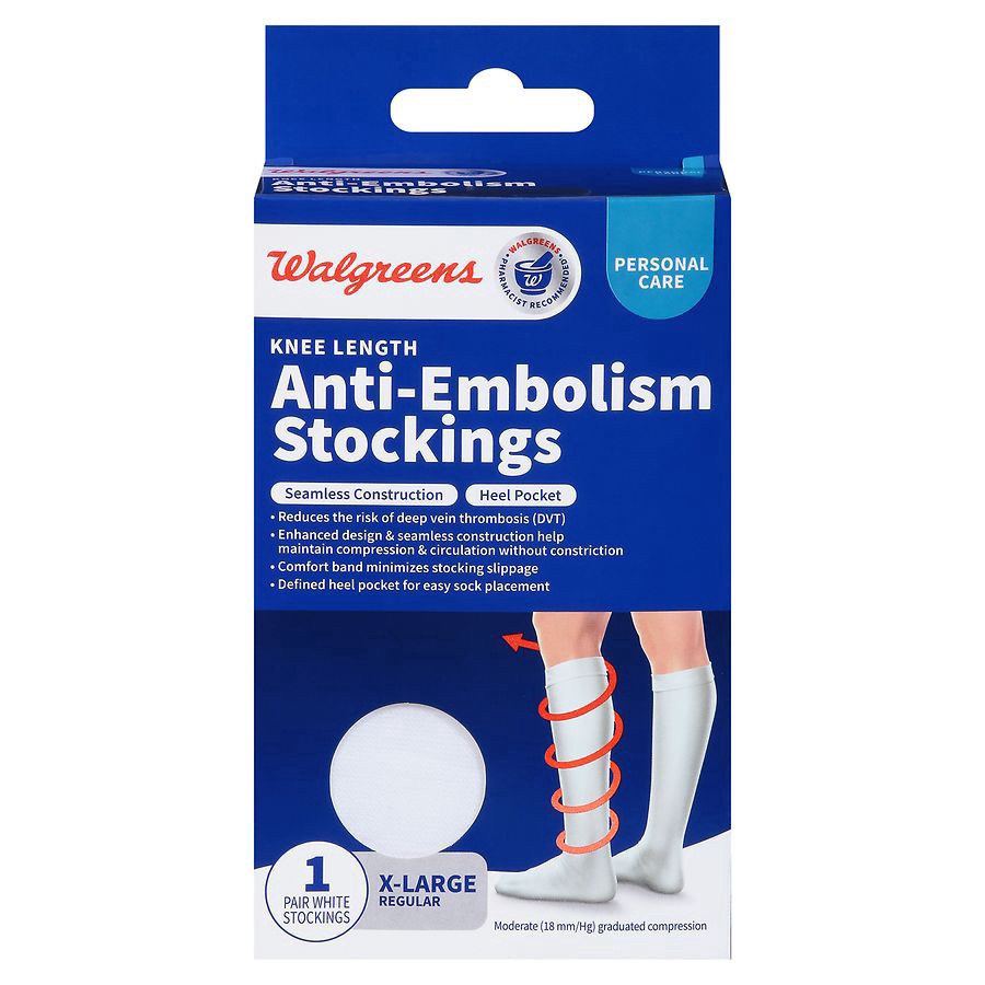 slide 1 of 5, Walgreens Knee Length Anti-Embolism Stockings White, XL