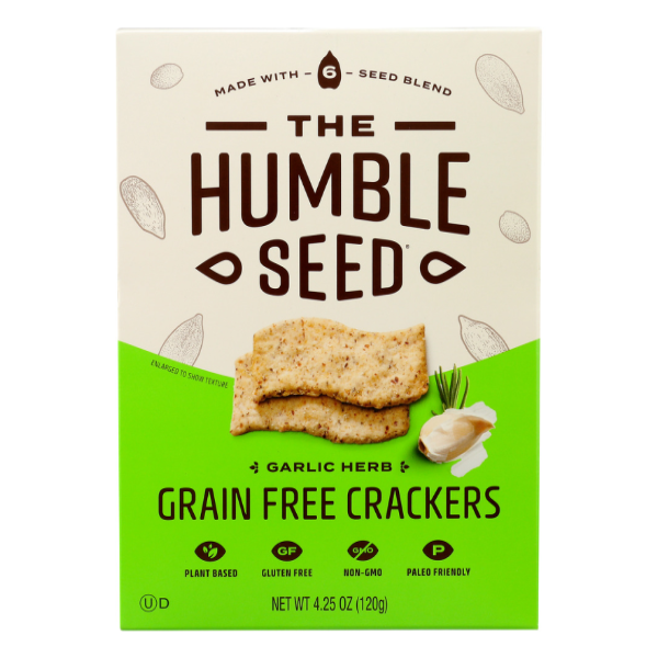 slide 1 of 1, The Humble Seed Grain Free Garlic Herb Crackers 4.25 oz, 4.25 oz