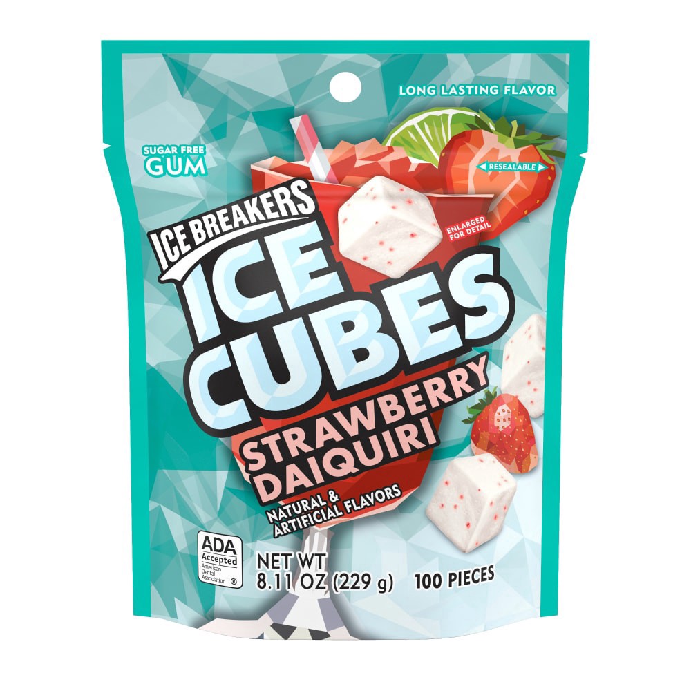 slide 1 of 1, Ice Breakers Ice Cubes Strawberry Daiquiri Sugar Free Gum, 8.11 oz
